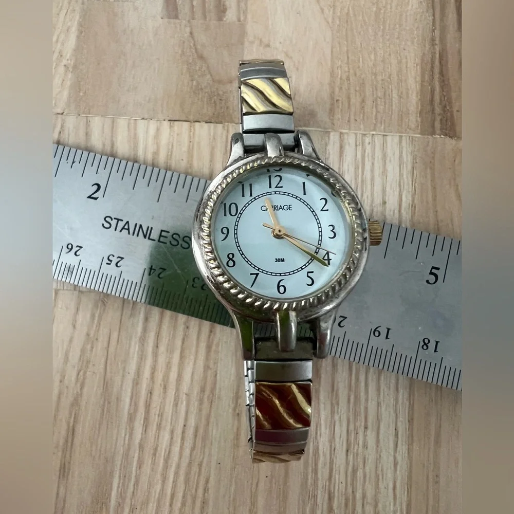 Carriage by Timex ladies two-tone bracelet watch NEW BATTERY